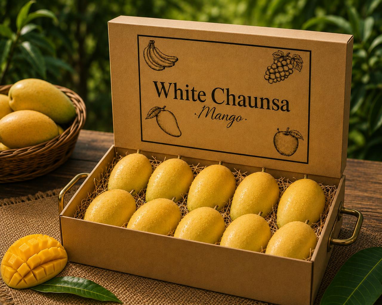 Export Quality Nawab Puri White Chaunsa Mango (Gift Packing)